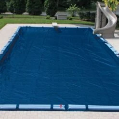 Doheny's Solid Winter Cover For 18x40 Ft Rectangular Pools, 16 Year Warranty, With 12 Water Bags