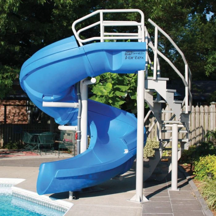 SR Smith Vortex Pool Slide, Half Tube With Ladder, Blue 1 SR Smith Vortex Pool Slide, Half Tube With Ladder, Blue
