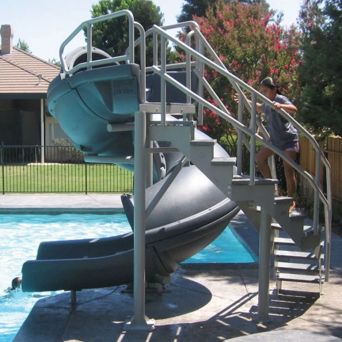 SR Smith Vortex Pool Slide, Half Tube With Ladder, Gray 1 SR Smith Vortex Pool Slide, Half Tube With Ladder, Gray