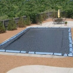 Hi-Tech Micro Mesh Winter Cover For 16x32 Ft Rectangular Pools, 8 Year Warranty, With 12 Water Bags